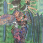 Kunstwerk in lijst, Maya Wildevuur, Geisha op de rug